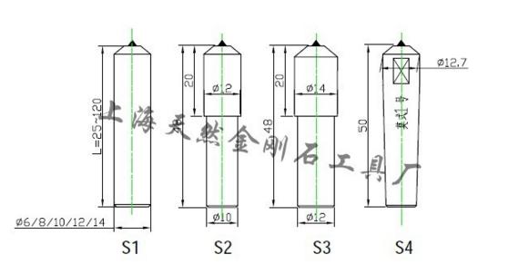 莫氏锥度金刚笔尺寸及其他柄体尺寸图